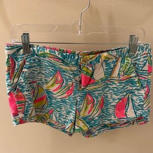 Lilly Pulitzer Pink and Blue Sailboat Print Shorts